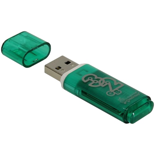 Флэшка 32GB Smart Buy Glossy Green USB 2.0 зеленый SB32GBGS-G "Дава"