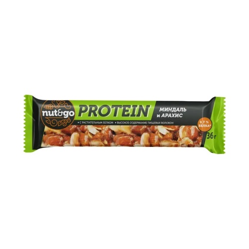 Батончик Nut&Go Protein миндаль, арахис 36 г "Дава"