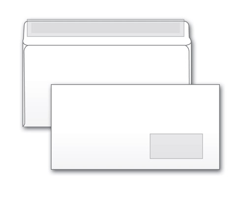 Конверт Е65 белый, правое ОКНО,с отрывной полосой "Дава"