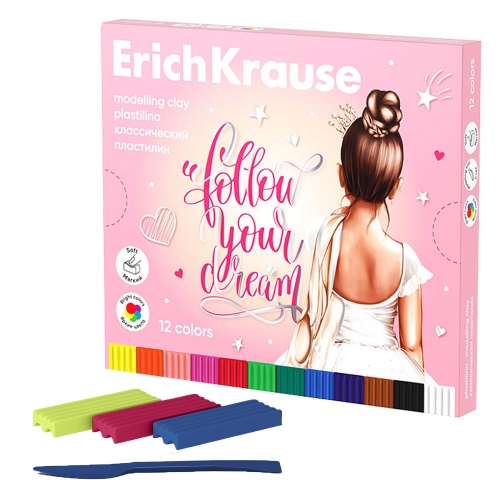 Пластилин 12цв. ErichKrause классический Pointes 180г 61776 "Дава" Пластилин 12цв. ErichKrause классический Pointes 180г 61776 "Дава"