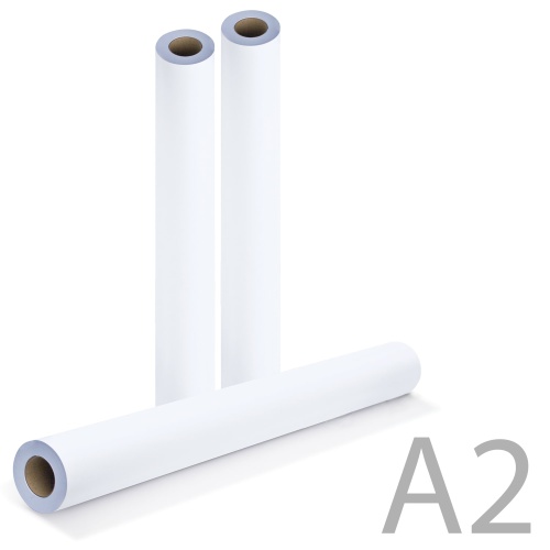 Бумага для плоттера А2/80г BRAUBERG 420мм*175м, втулка 76мм, бел. CIE146%, 110453			 "Дава"
