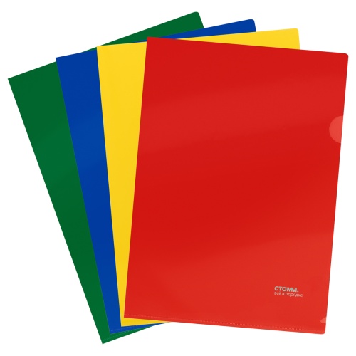 Папка-уголок А4 СТАММ 180мкм непрозрачная ассорти ММ-31320 "Дава"