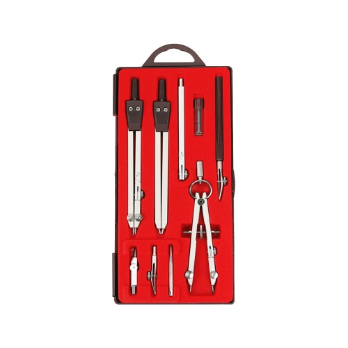 Готовальня 9 предметов deVENTE в пластиковом футляре с красным ложементом 5093207 "Дава"