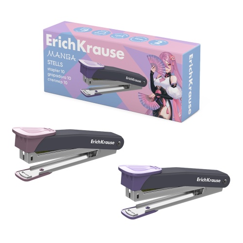 Степлер №10 до 15л ErichKrause Металлический Аниме, ассорти 61738  "Дава"