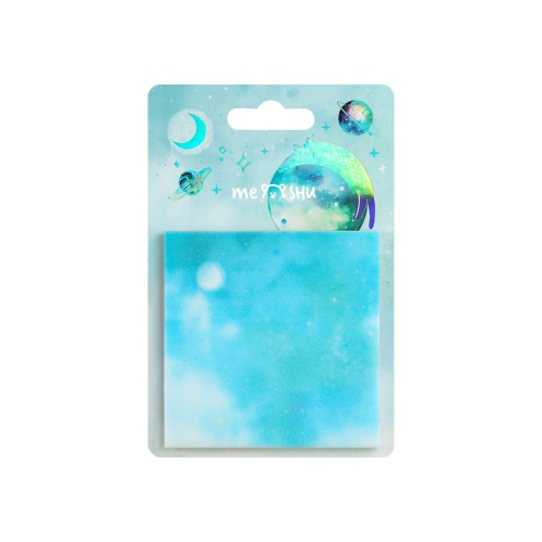 Блок самоклеящийся  76*76мм MESHU Космический кот 20л/3цв прозрачный MS_61975  "Дава"