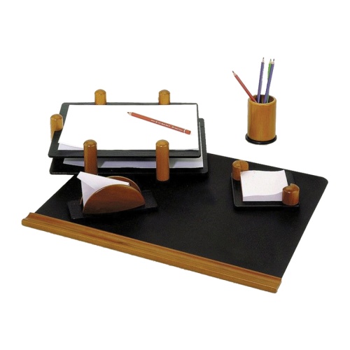 Набор настольный деревянный 5 предметов Delucci светлое/черное дерево MBn_05213 "Дава"