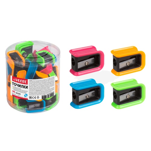 Точилка пластиковая deVENTE Неон/черный, ассорти 4071404 "Дава"