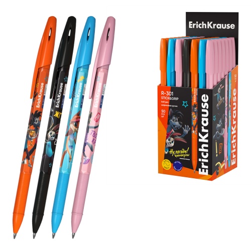 Ручка шариковая ErichKrause R-301 Stick Ну, Погоди! Каникулы синяя 62638 "Дава"