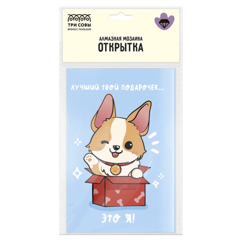 Набор для творчества ТРИ СОВЫ Алмазная мозаика, открытка Корги АМО_65755 "Дава"