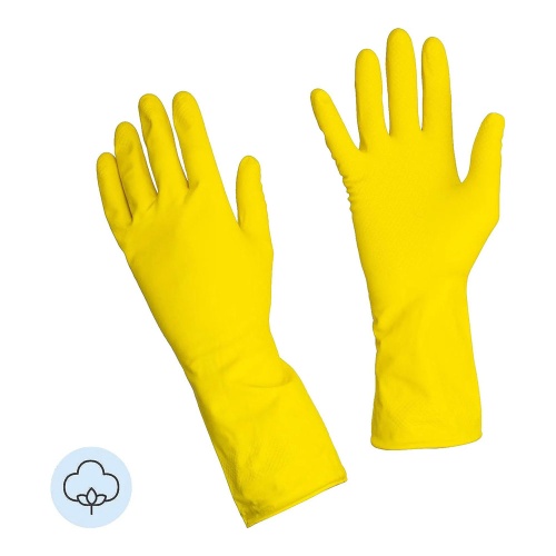 Перчатки латексные Lotus Lux особопрочные желтые L 1503003 "Дава"