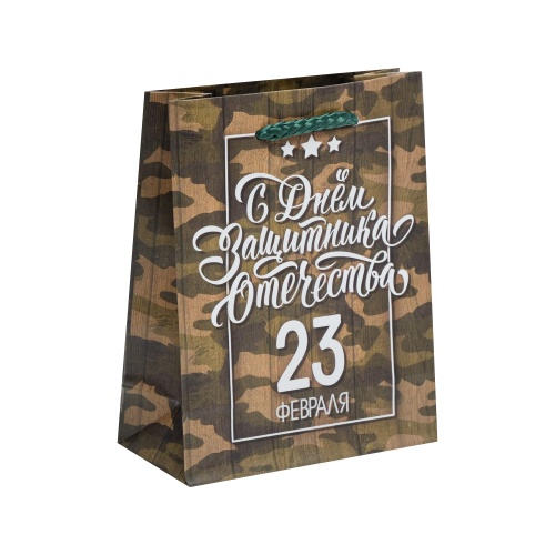 Пакет подарочный картон 12*15*5,5см С Днём Защитника Отечества, 23 февраля 2557295 "Дава"