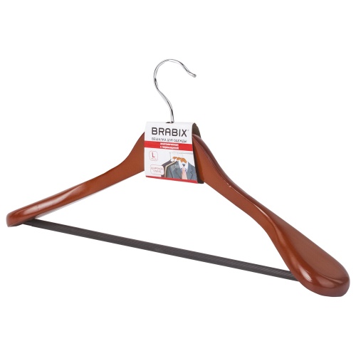 Вешалка-плечики BRABIX Люкс  анатомическая, перекладина, цвет вишня 601164 "Дава"
