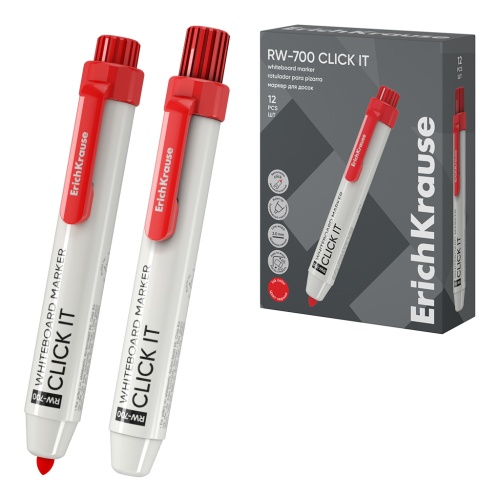Маркер для доски ErichKrause Click it RW-700 2мм красный, автоматический 60832 "Дава"