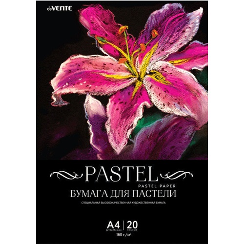 Бумага для пастели А4/20л deVENTE ART 160г/м2 черная 2132903 "Дава"