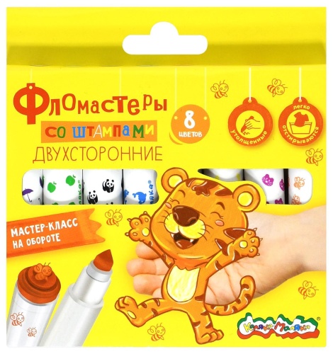 Фломастеры  8цв Каляка-Маляка ФШКМ-08 со штампами "Дава"