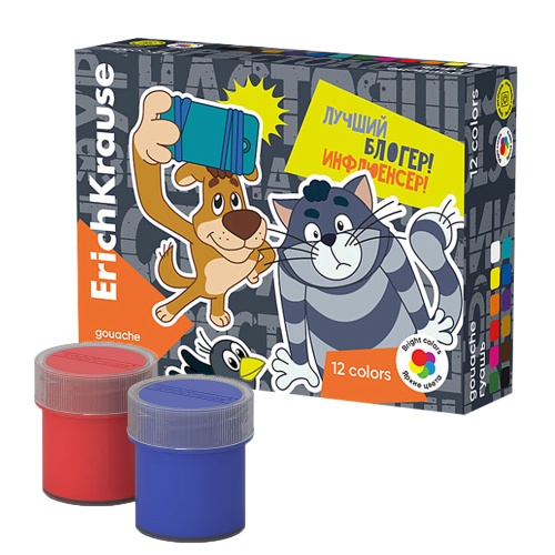 Гуашь 12цв. ErichKrause Простоквашино по 20мл. 61070 "Дава"