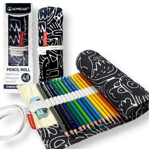 Пенал скрутка Acmeliae 48 отделений черный PR-048B "Дава"