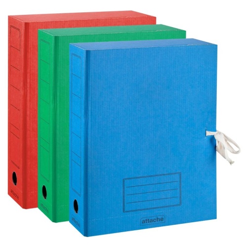 Короб архивный  75мм картон ATTACHE с завязками ассорти до 750л. 142055 "Дава"