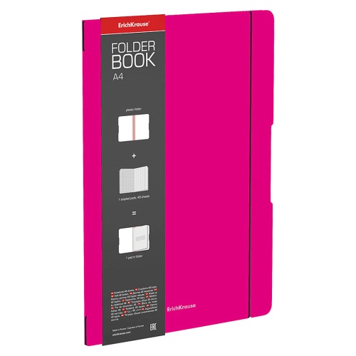Тетрадь 48л/А4 ErichKrause FolderBook Neon съемная пластиковая обл.,розовая 56102 "Дава"