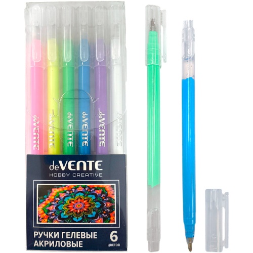 Ручка гелевая  набор  6цв. deVENTE HOBBY CREATIVE 1мм акриловые 5051537  "Дава"
