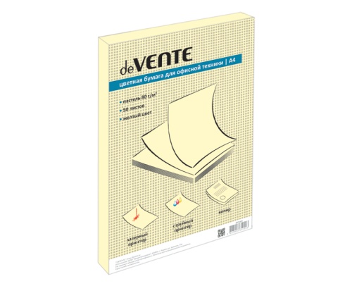 Бумага цветная deVENTE А4/50л/80г пастель желтый 2072701 "Дава"