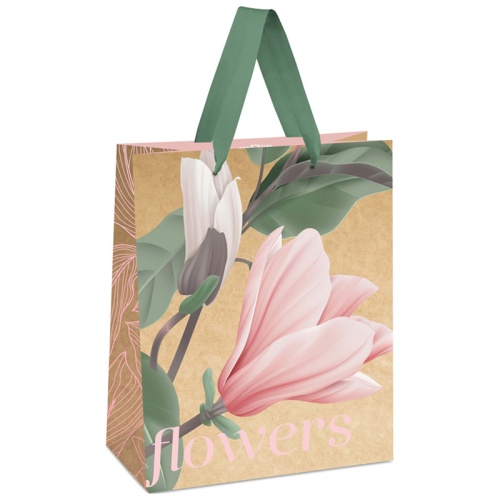 Пакет подарочный 18*23*10см MESHU Flowers крафт MS_45694 "Дава"