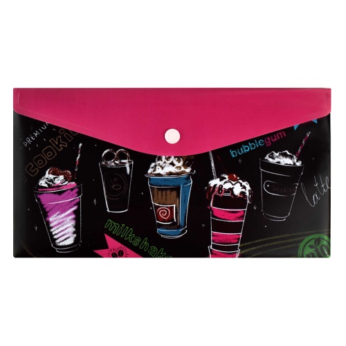 Папка пластиковая на кнопке 26*14см Феникс+ Коктейли 59370 "Дава"