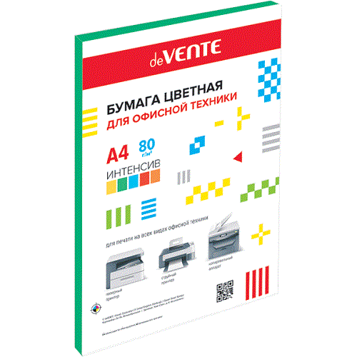 Бумага цветная deVENTE А4/50л/80г 2072245 интенсив зеленый "Дава"