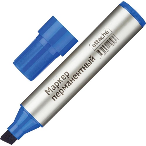 Маркер перманентный Attache 3-10мм синий скошенный 954115 "Дава"