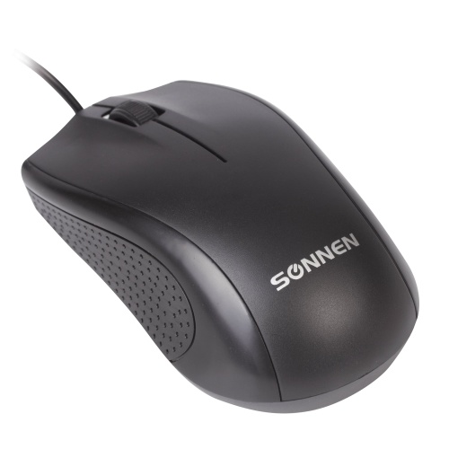 Мышь проводная SONNEN М-201, USB, 1000 dpi, 2 кнопки + колесо-кнопка оптическая черная 512631 "Дава"
