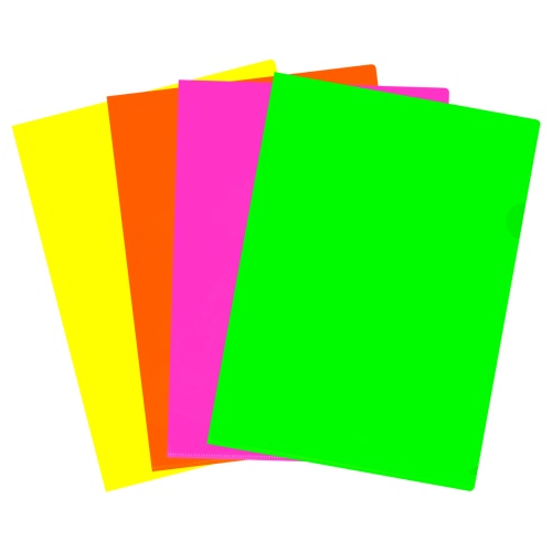 Папка-уголок А4 СТАММ 150мкм  прозрачная, неон, ассорти ММ-31895 "Дава"