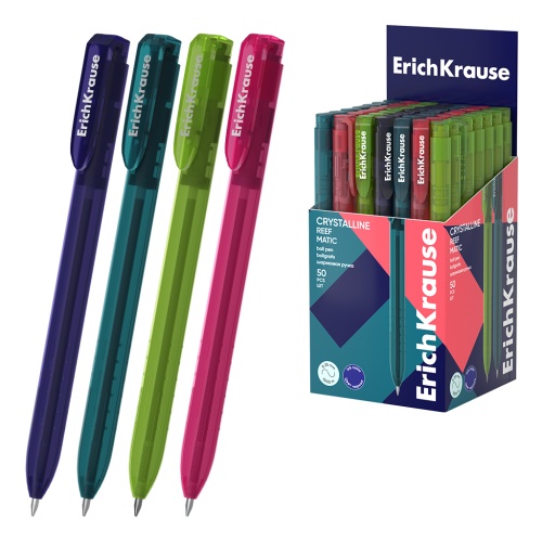 Ручка шариковая автомат ErichKrause Кристальная Линия Риф 0,7мм синяя 63125 "Дава"