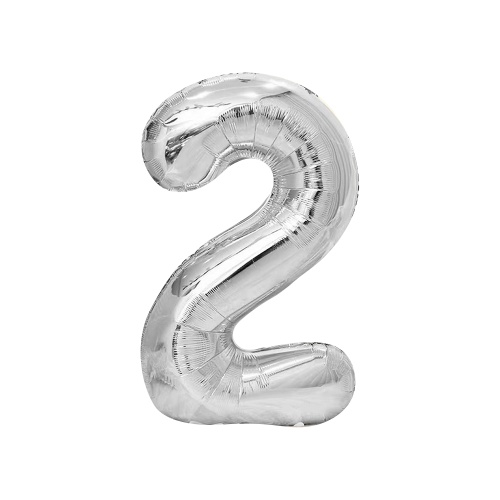 Шар фольгированный 40" 85см Цифра, 2 серебряный 1386215 "Дава"