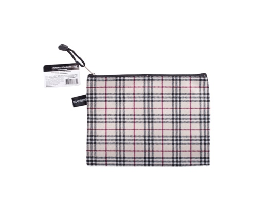 Папка-конверт на молнии А5 BRAUBERG "Checked" 238*180мм ткань в клетку 223893  "Дава"