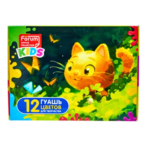 Гуашь 12цв. FORUM  Зверята 17мл FG-112-Zv "Дава"