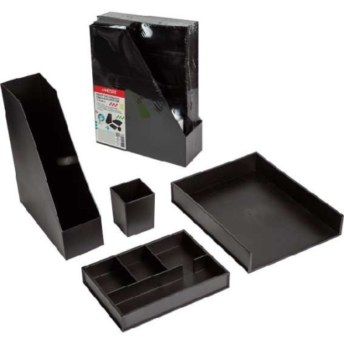 Набор настольный пластик deVENTE Solution 4 предмета черный 9023302 "Дава"