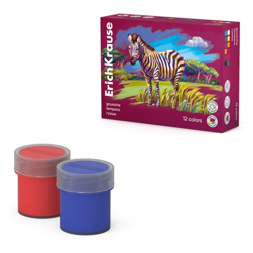 Гуашь 12цв. ErichKrause Сафари, с УФ защитой яркости по 20мл. 61423 "Дава"