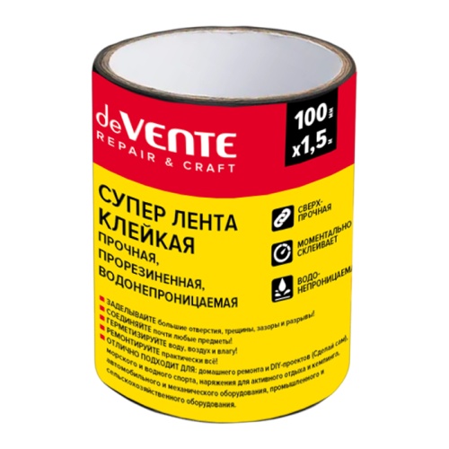 Клейкая лента полимерная 100мм*1,5м deVENTE.REPAIR&CRAFT водонепроницаемая 52мкм 4163510 "Дава"