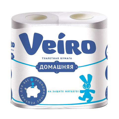 Бумага туалетная  4рул/упак 2слоя VEIRO Домашняя 1с24 "Дава"