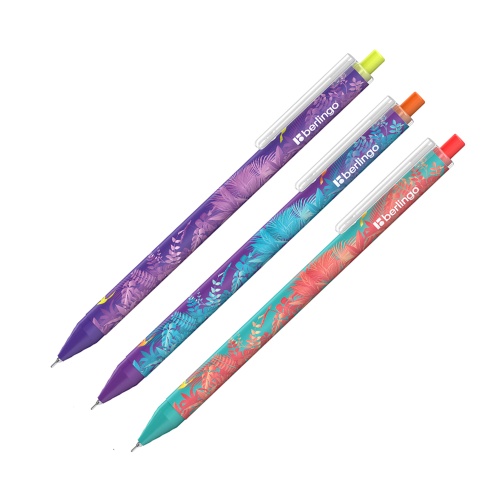 Ручка шариковая автомат Berlingo Flower Art 0,7мм синяя CBm_07S20 "Дава"