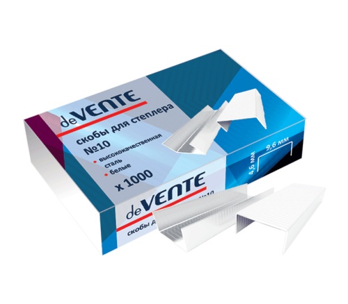 Скобы для степлера №10 (1000шт) deVENTE 4141701 белые "Дава"