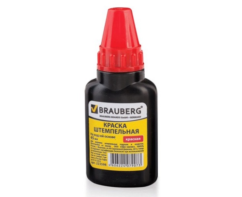 Штемпельная краска BRAUBERG красная 45мл 223598 "Дава"