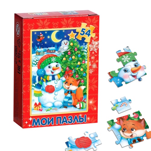 Пазл   54 эл. Снеговик и лисёнок 7018764 "Дава"