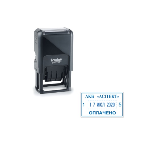 Штамп датер самонаборный 2 строки+дата Trodat ,сине-красная подушка 41*24мм 4750 "Дава"