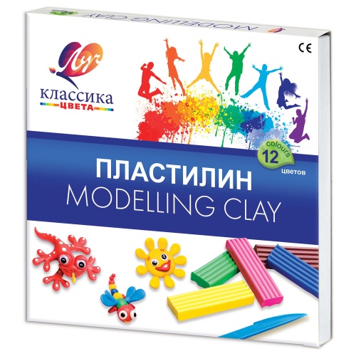 Пластилин 12цв. Луч Классика 240г 7С331-08 со стеком "Дава"
