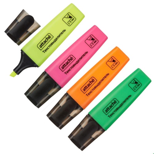Текстмаркер набор 4шт Attache Colored 1-5мм набор 4цв "Дава"