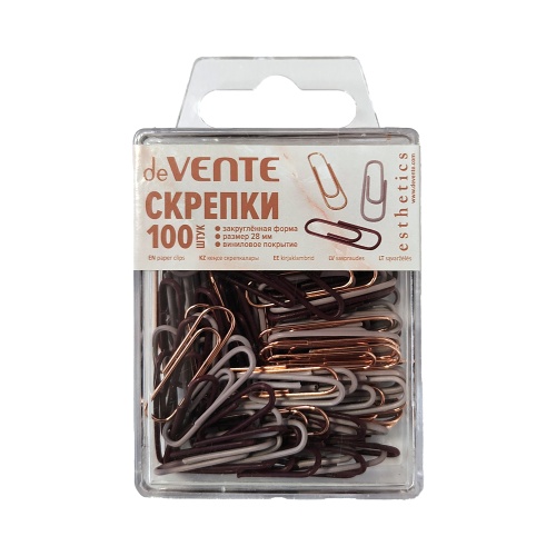 Скрепки 28мм*100шт deVENTE Esthetics овальные, пластиковые,ассорти 4135512 "Дава"