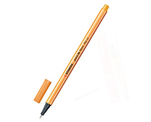 Ручка капиллярная STABILO неоновая оранжевая 88/054 "Дава"