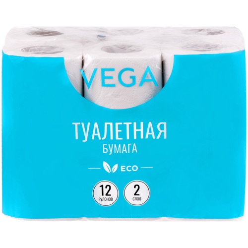 Бумага туалетная 12рул/упак 2слоя Vega 315617 "Дава"