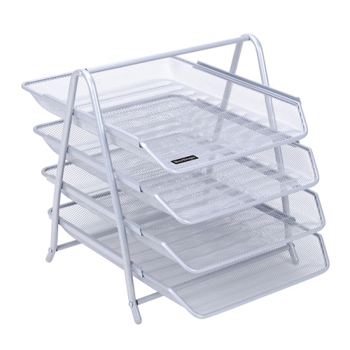 Лоток для бумаг горизонтальный 4 секции Berlingo Steel&Style BMs_41041 серебристый  "Дава"